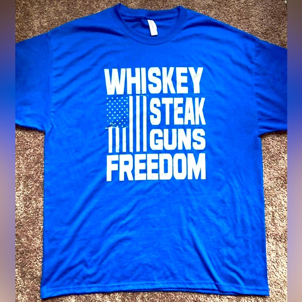 🆕 JERZEES Whiskey Steak Freedom American T-shirt - Unisex